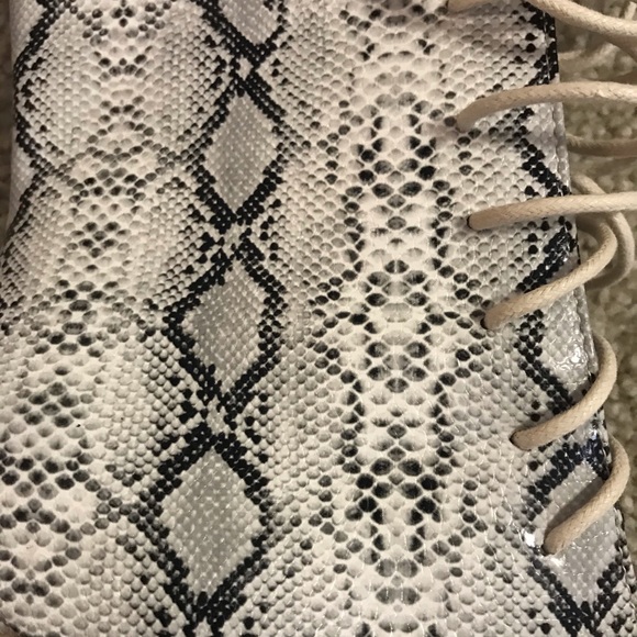 Snake Vegan Leather Lace Up Sexy Stiletto Boots - Picture 6 of 8